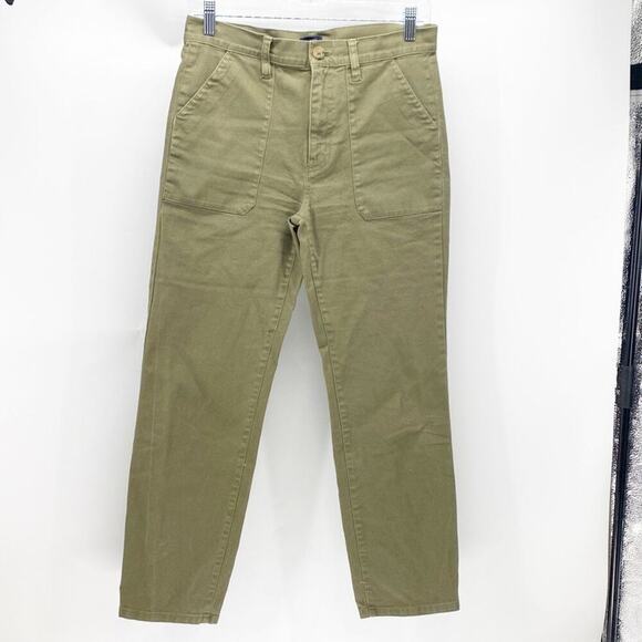 J. Crew Chino Olive Green high waisted ankle length business casual career ware - Picture 1 of 8
